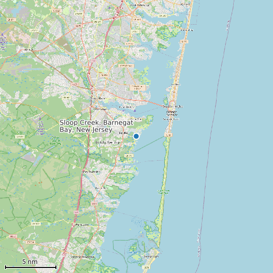 Map of Sloop Creek, Barnegat Bay, New Jersey Tide Prediction Station
