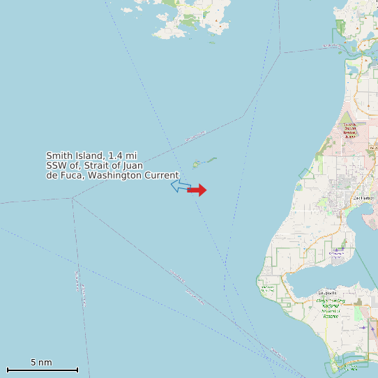 Map of Smith Island, 1.4 mi SSW of, Strait of Juan de Fuca, Washington Current Prediction Station