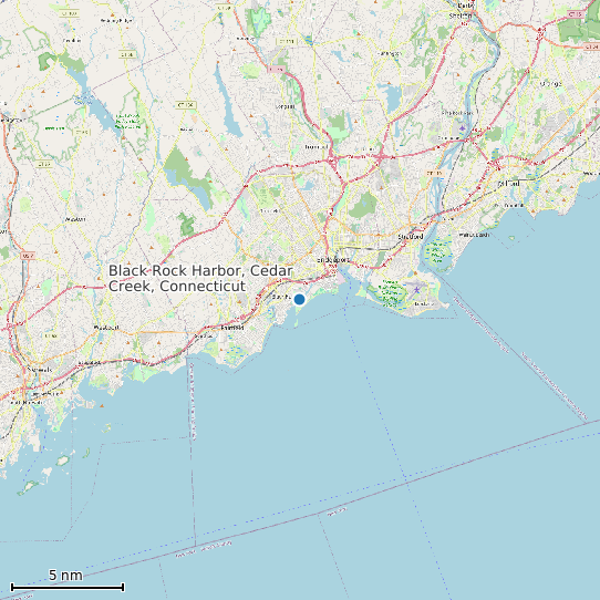 Map of Black Rock Harbor, Cedar Creek, Connecticut Tide Prediction Station