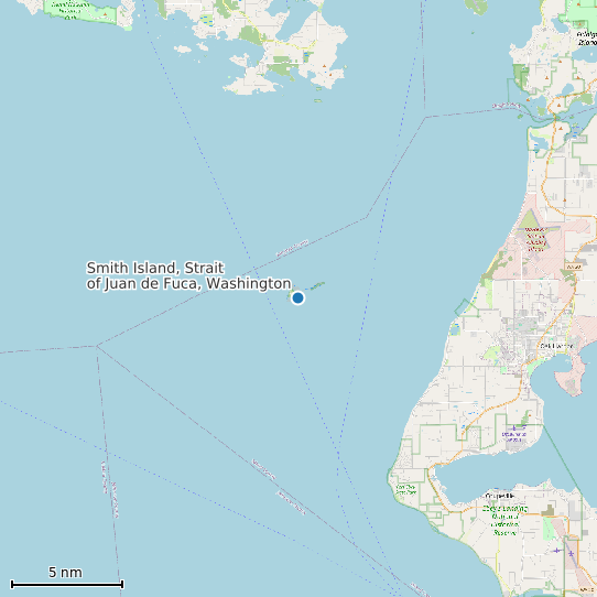 Map of Smith Island, Strait of Juan de Fuca, Washington Tide Prediction Station