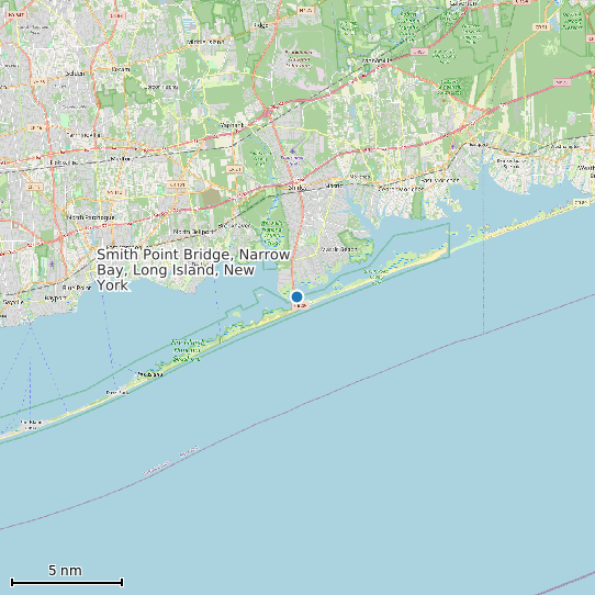 Map of Smith Point Bridge, Narrow Bay, Long Island, New York Tide Prediction Station