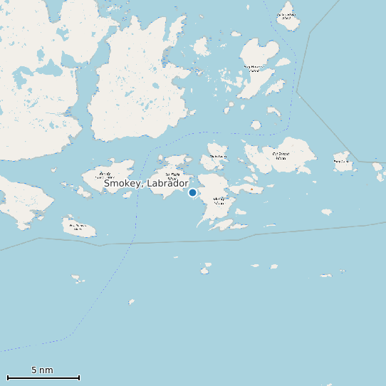 Map of Smokey, Labrador Tide Prediction Station