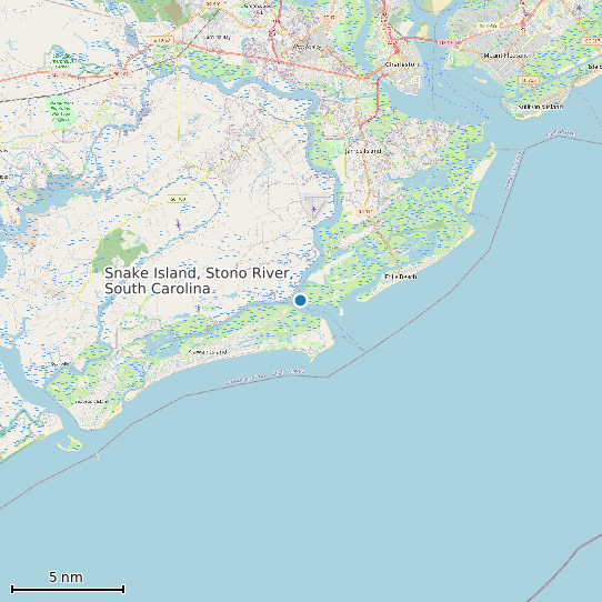 Map of Snake Island, Stono River, South Carolina Tide Prediction Station