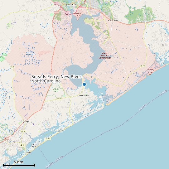 Map of Sneads Ferry, New River, North Carolina Tide Prediction Station