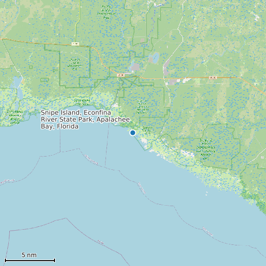 Map of Snipe Island, Econfina River State Park, Apalachee Bay, Florida Tide Prediction Station