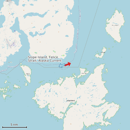 Map of Snipe Island, Felice Strait, Alaska Current Prediction Station