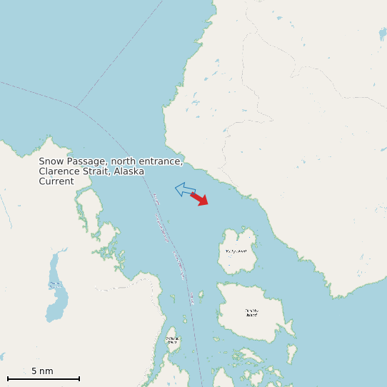 Map of Snow Passage, north entrance, Clarence Strait, Alaska Current Prediction Station