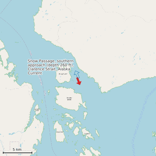 Map of Snow Passage, southern approach (depth 260 ft), Clarence Strait, Alaska Current Prediction Station