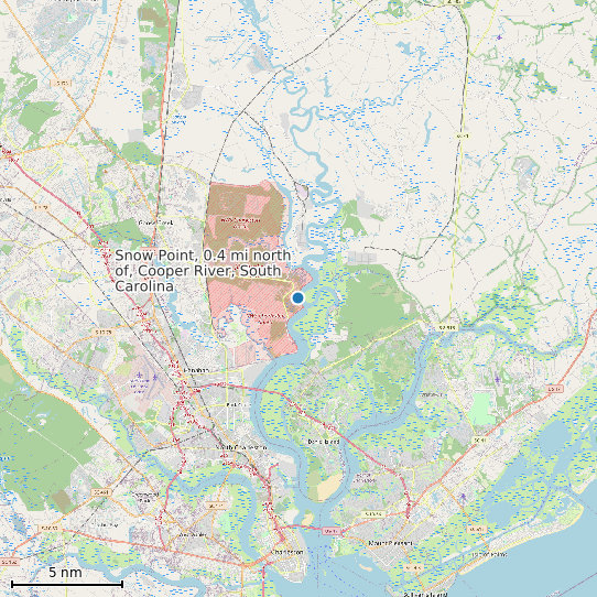 Map of Snow Point, 0.4 mi north of, Cooper River, South Carolina Tide Prediction Station