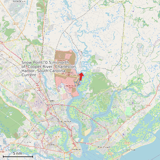 Map of Snow Point, 0.5 mi north of, Cooper River, Charleston Harbor, South Carolina Current Prediction Station