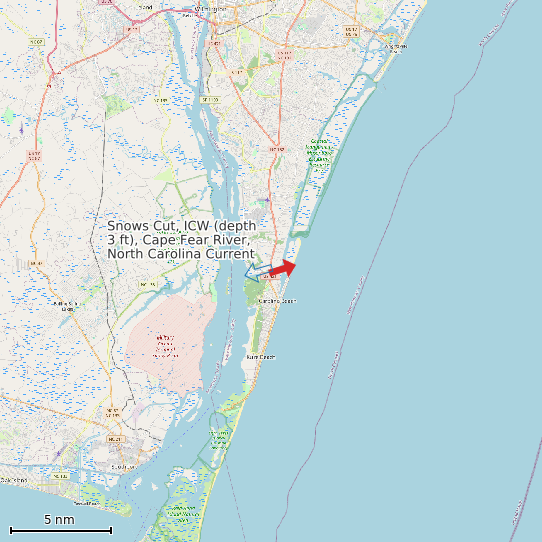 Map of Snows Cut, ICW (depth 3 ft), Cape Fear River, North Carolina Current Prediction Station