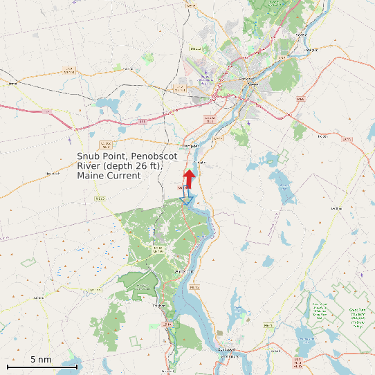 Map of Snub Point, Penobscot River (depth 26 ft), Maine Current Prediction Station