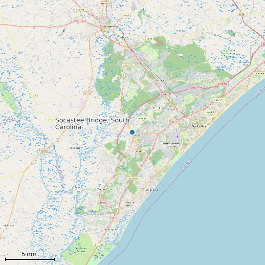 Map of Socastee Bridge, South Carolina Tide Prediction Station