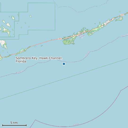 Map of Sombrero Key, Hawk Channel, Florida Tide Prediction Station