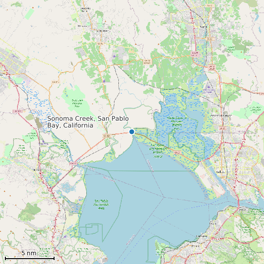 Map of Sonoma Creek, San Pablo Bay, California Tide Prediction Station