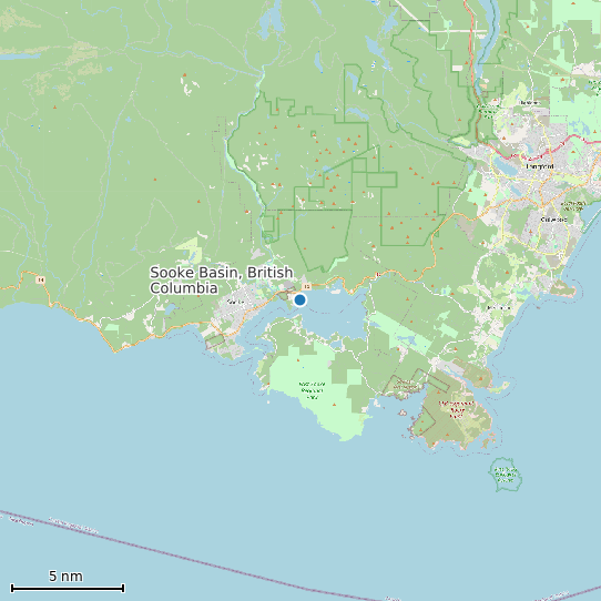 Map of Sooke Basin, British Columbia Tide Prediction Station