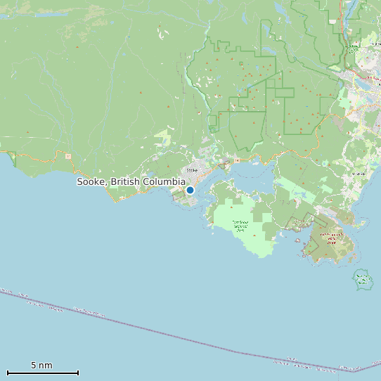 Map of Sooke, British Columbia Tide Prediction Station