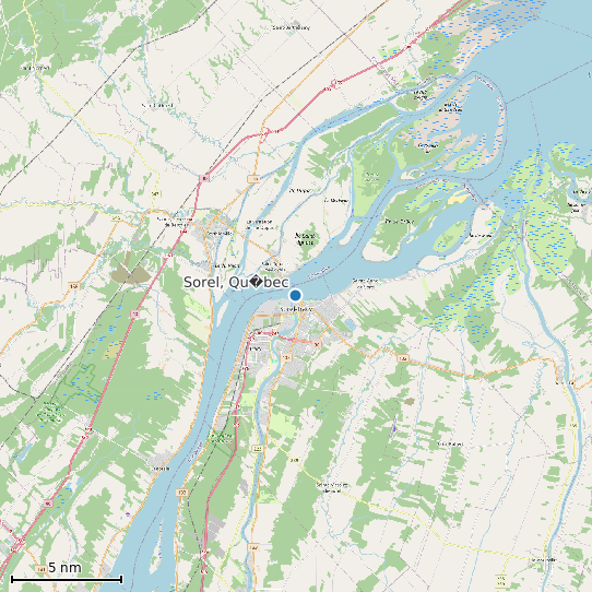 Map of Sorel, Qu�bec Tide Prediction Station