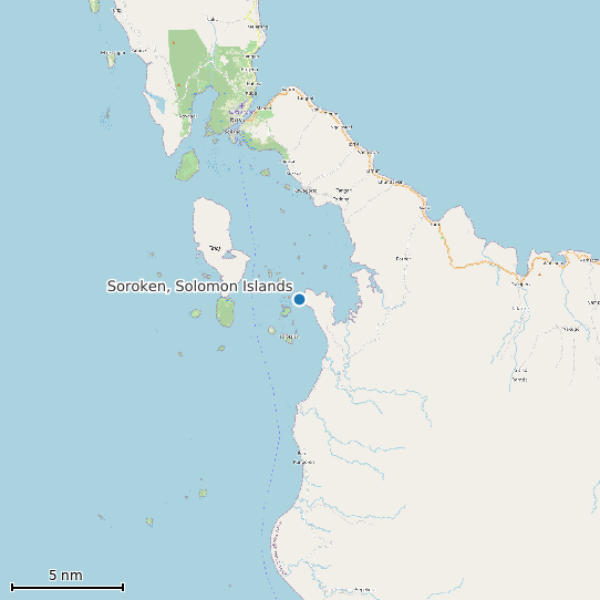 Map of Soroken, Solomon Islands Tide Prediction Station