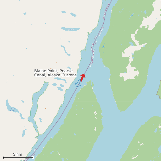 Map of Blaine Point, Pearse Canal, Alaska Current Prediction Station