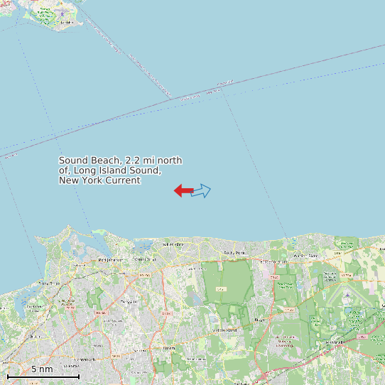 Map of Sound Beach, 2.2 mi north of, Long Island Sound, New York Current Prediction Station