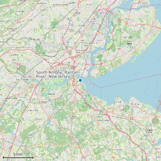 Map of South Amboy, Raritan River, New Jersey Tide Prediction Station
