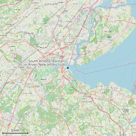 Map of South Amboy, Raritan River, New Jersey (sub) Tide Prediction Station