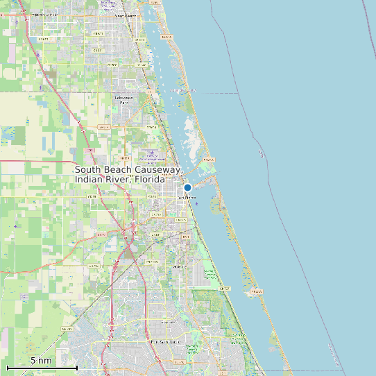 Map of South Beach Causeway, Indian River, Florida Tide Prediction Station