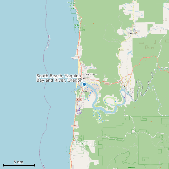 Map of South Beach, Yaquina Bay and River, Oregon Tide Prediction Station