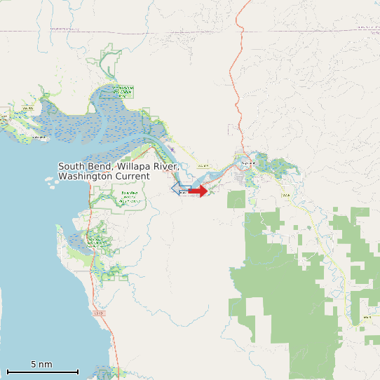 Map of South Bend, Willapa River, Washington Current Prediction Station