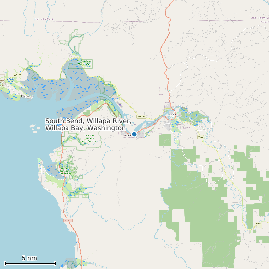 Map of South Bend, Willapa River, Willapa Bay, Washington Tide Prediction Station
