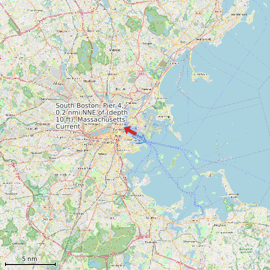 Map of South Boston, Pier 4, 0.2 nmi NNE of (depth 10 ft), Massachusetts Current Prediction Station