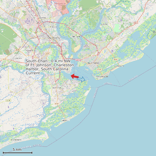 Map of South Chan., 0.4 mi NW of Ft. Johnson, Charleston Harbor, South Carolina Current Prediction Station