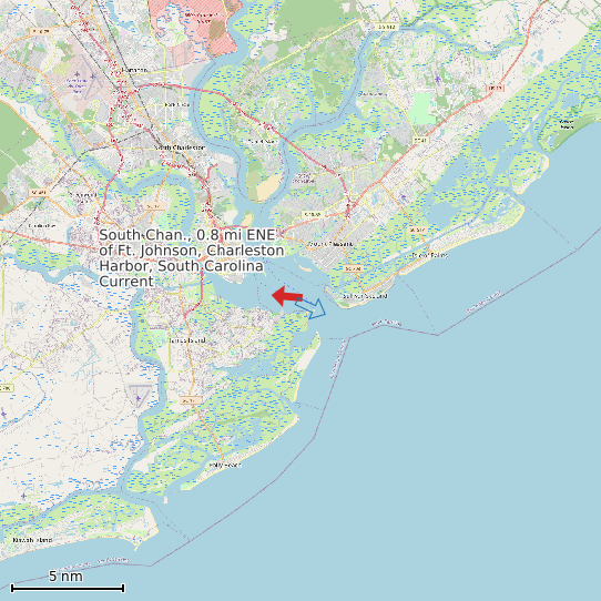 Map of South Chan., 0.8 mi ENE of Ft. Johnson, Charleston Harbor, South Carolina Current Prediction Station
