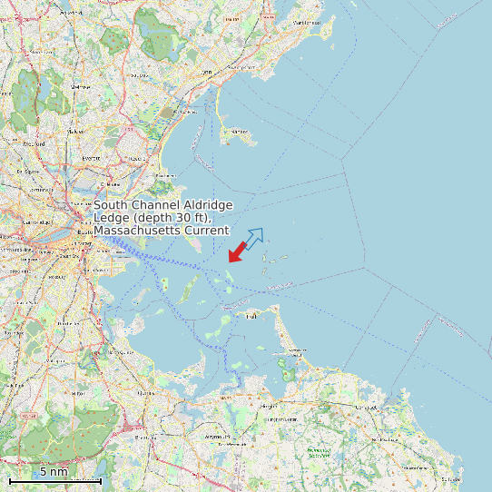 Map of South Channel Aldridge Ledge (depth 30 ft), Massachusetts Current Prediction Station