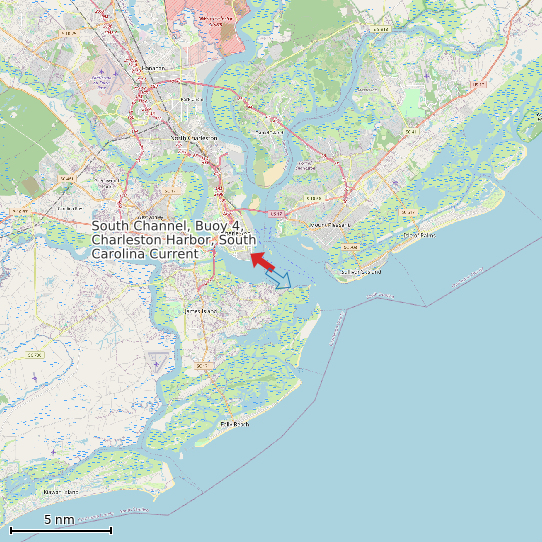 Map of South Channel, Buoy 4, Charleston Harbor, South Carolina Current Prediction Station