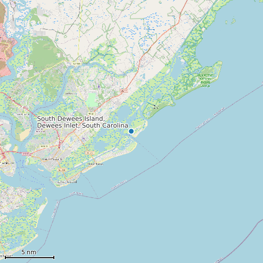 Map of South Dewees Island, Dewees Inlet, South Carolina Tide Prediction Station