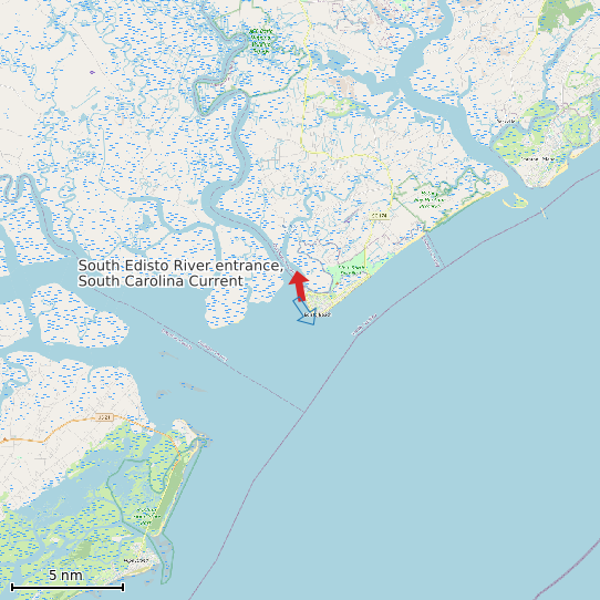 Map of South Edisto River entrance, South Carolina Current Prediction Station