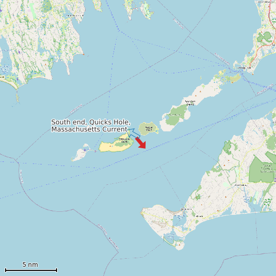 Map of South end, Quicks Hole, Massachusetts Current Prediction Station