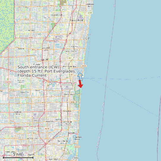 Map of South entrance (ICW) (depth 15 ft), Port Everglades, Florida Current Prediction Station