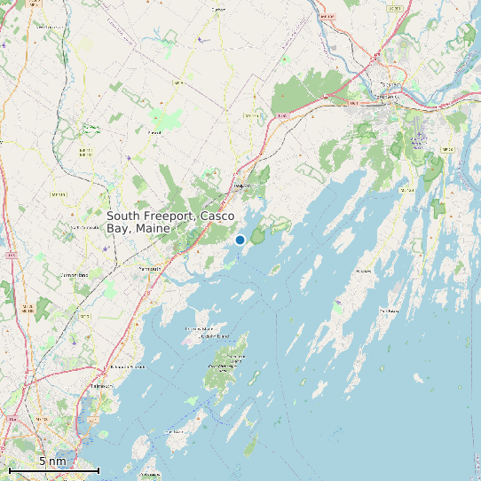 Map of South Freeport, Casco Bay, Maine Tide Prediction Station