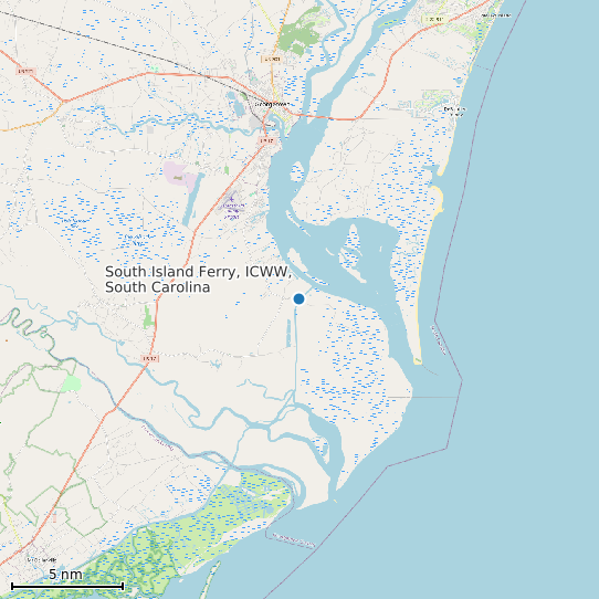 Map of South Island Ferry, ICWW, South Carolina Tide Prediction Station