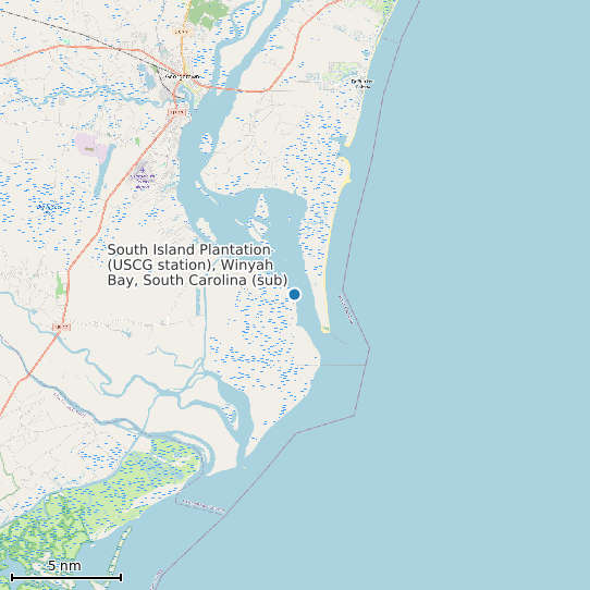 Map of South Island Plantation (USCG station), Winyah Bay, South Carolina (sub) Tide Prediction Station