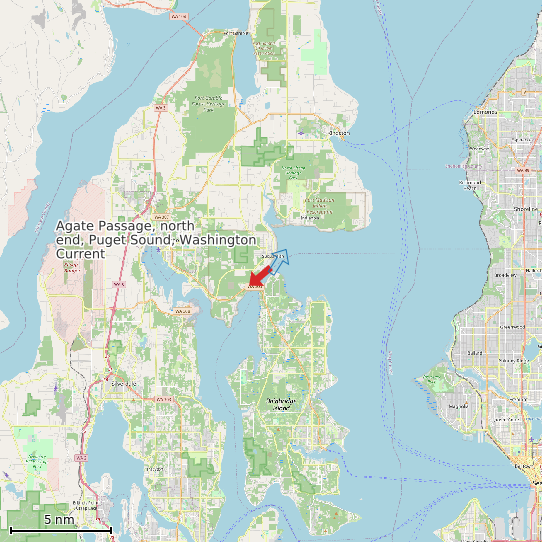 Map of Agate Passage, north end, Puget Sound, Washington Current Prediction Station
