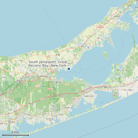 Map of South Jamesport, Great Peconic Bay, New York Tide Prediction Station