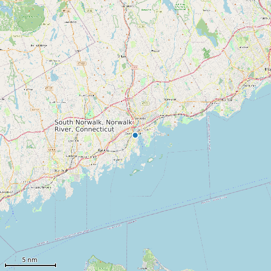 Map of South Norwalk, Norwalk River, Connecticut Tide Prediction Station