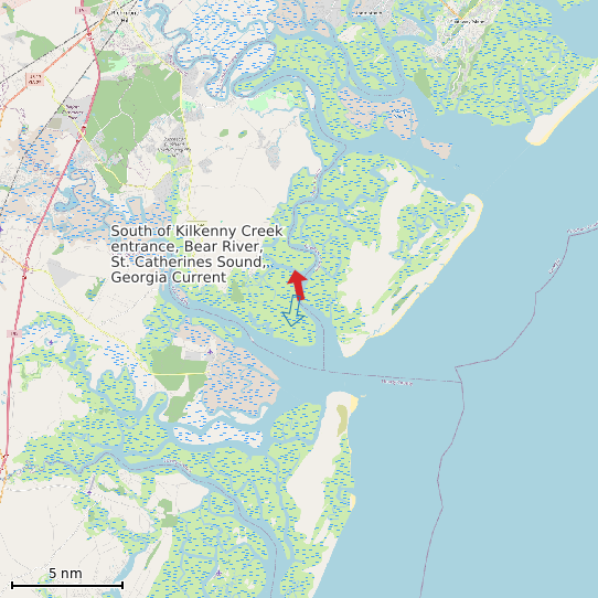 Map of South of Kilkenny Creek entrance, Bear River, St. Catherines Sound, Georgia Current Prediction Station