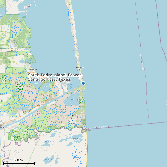 Map of South Padre Island, Brazos Santiago Pass, Texas Tide Prediction Station