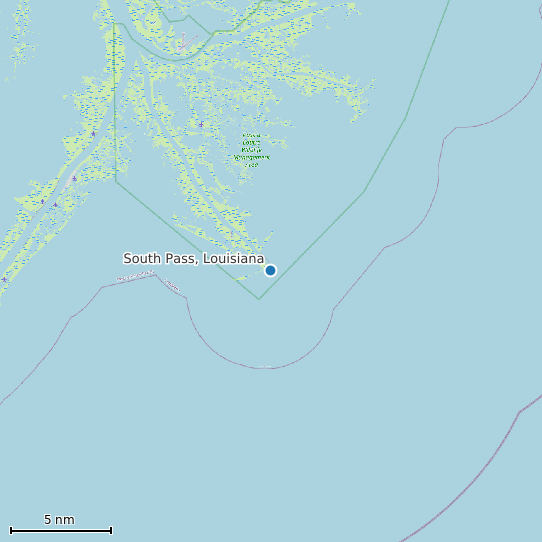 Map of South Pass, Louisiana Tide Prediction Station