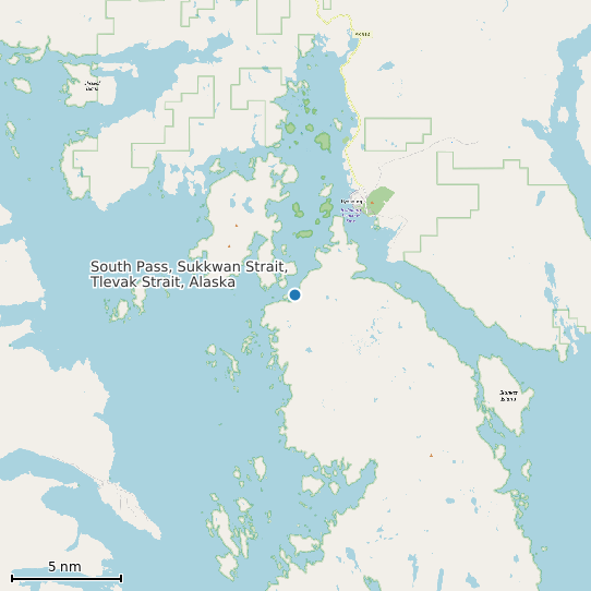 Map of South Pass, Sukkwan Strait, Tlevak Strait, Alaska Tide Prediction Station